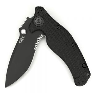 Zero Tolerance Matte Black Serrated Folding Knife w/ Black G10 Handle